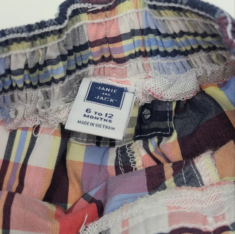 Janie and Jack baby boy plaid swim trunks size 6-12 months